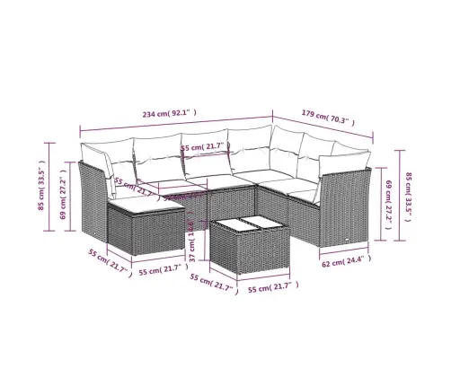 8-Daļīgs Dārza Dīvāna Komplekts, Matrači, Melna Pe Rotangpalma Vidaxl