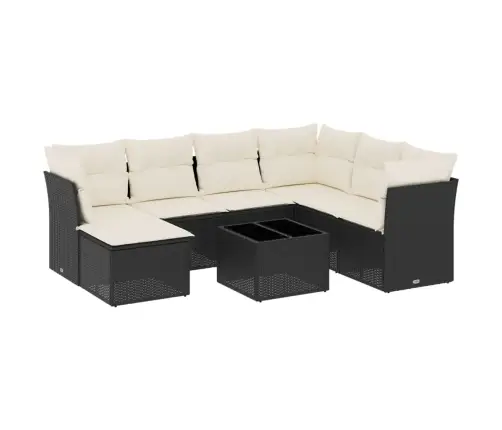 8-Daļīgs Dārza Dīvāna Komplekts, Matrači, Melna Pe Rotangpalma Vidaxl