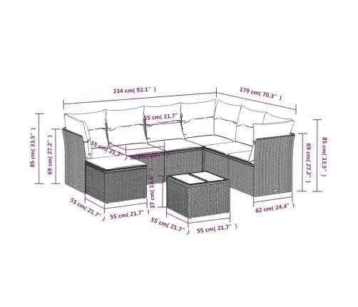 8-Daļīgs Dārza Dīvāna Komplekts, Matrači, Melna Pe Rotangpalma Vidaxl