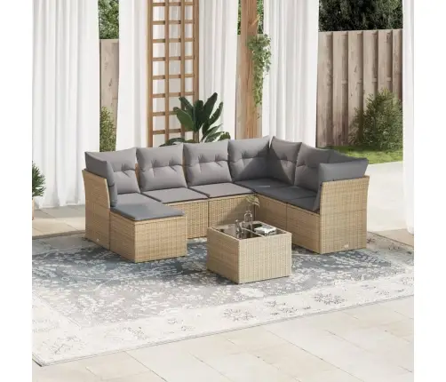 8-Osaline Aiadiivani Komplekt Patjadega, Beež, Polürotang