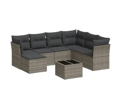 8-Daļīgs Dārza Dīvāna Komplekts Ar Matračiem, Pelēks Pe Pinums Vidaxl