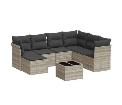 8-Daļīgs Dārza Dīvāna Komplekts,Matrači, Gaiši Pelēka Pe Pinums Vidaxl