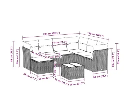8-Daļīgs Dārza Dīvāna Komplekts,Matrači, Gaiši Pelēka Pe Pinums Vidaxl