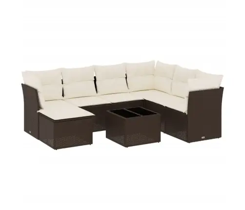 8-Daļīgs Dārza Dīvānu Komplekts, Matrači, Brūna Pe Rotangpalma Vidaxl