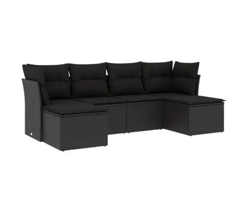 6-Daļīgs Dārza Dīvāna Komplekts, Matrači, Melna Pe Rotanpalma Vidaxl