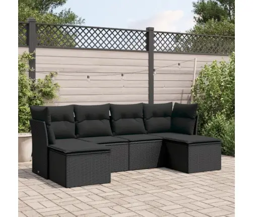 6-Daļīgs Dārza Dīvāna Komplekts, Matrači, Melna Pe Rotanpalma Vidaxl