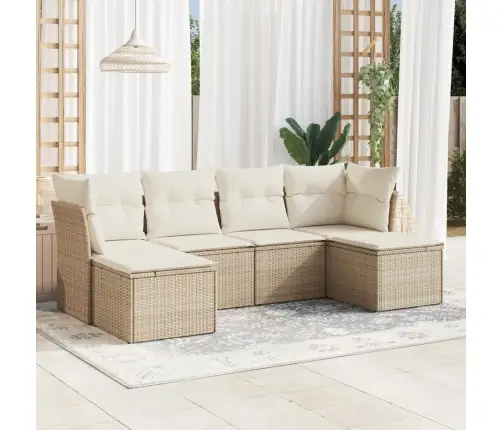 6-Osaline Aiadiivani Komplekt Patjadega, Beež, Polürotang