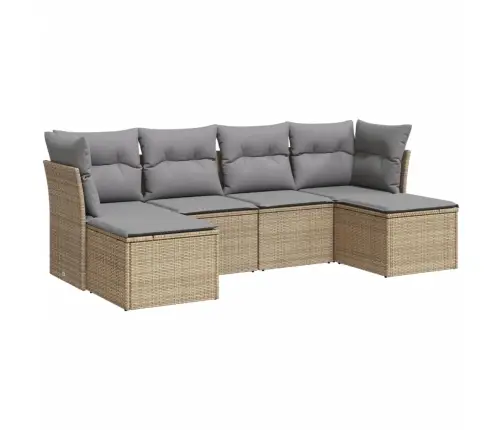 6-Osaline Aiadiivani Komplekt Patjadega, Beež, Polürotang