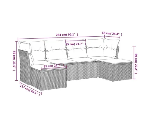 Sofos Komplektas Su Pagalvėlėmis, 6 Dalių, Pilkas, Poliratanas