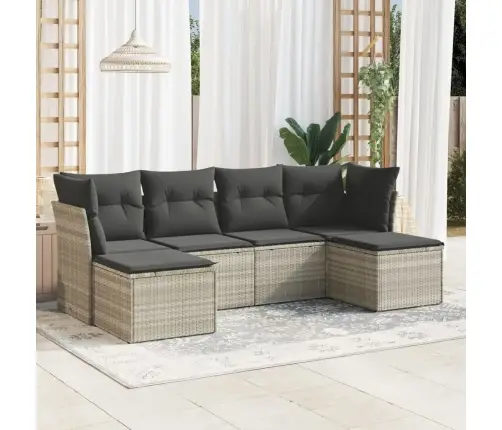 Sofos Komplektas Su Pagalvėlėmis, 6 Dalių, Pilkas, Poliratanas