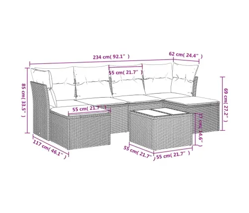 7-Daļīgs Dārza Dīvāna Komplekts Ar Matračiem, Melna Pe Vidaxl