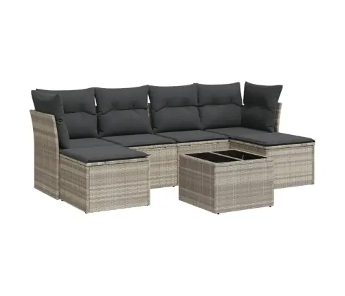 7-Osaline Aiamööblikomplekt Patjadega, Helehall, Polürotang