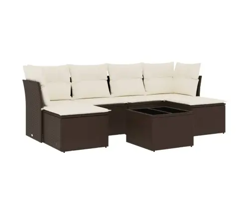 7-Osaline Aiamööblikomplekt Patjadega, Pruun, Polürotang