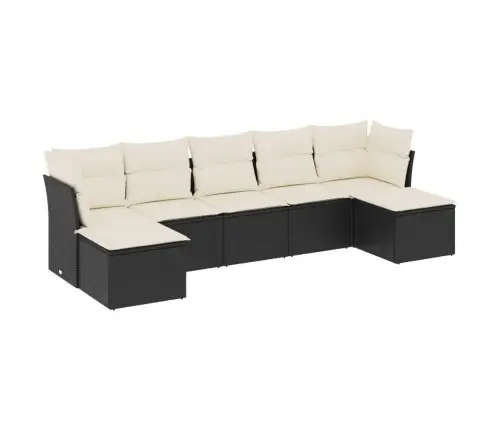 7-Daļīgs Dārza Dīvāna Komplekts Ar Matračiem, Melna Pe Vidaxl