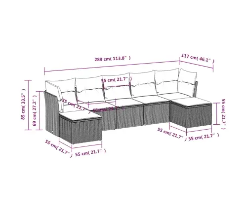 7-Daļīgs Dārza Dīvānu Komplekts, Matrači, Brūna Pe Rotangpalma Vidaxl