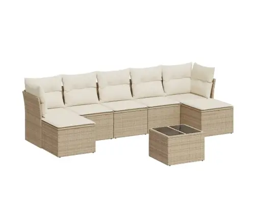 8-Daļīgs Dārza Dīvāna Komplekts, Matrači, Bēša Pe Rotangpalma Vidaxl