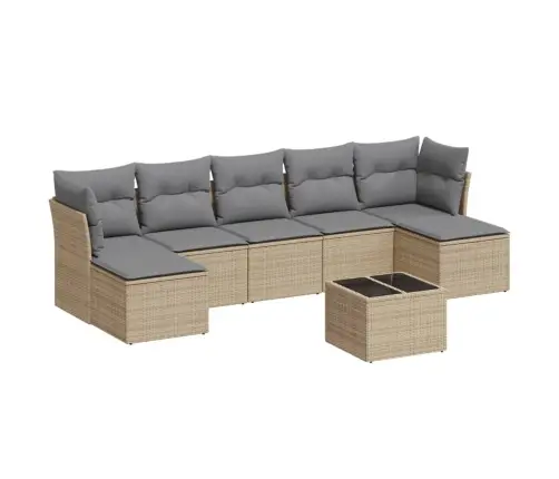 8-Daļīgs Dārza Dīvāna Komplekts, Matrači, Bēša Pe Rotangpalma Vidaxl