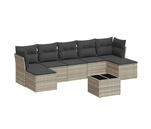 8-Daļīgs Dārza Dīvāna Komplekts,Matrači, Gaiši Pelēka Pe Pinums Vidaxl