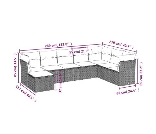 8-Osaline Aiadiivani Komplekt Patjadega, Must, Polürotang