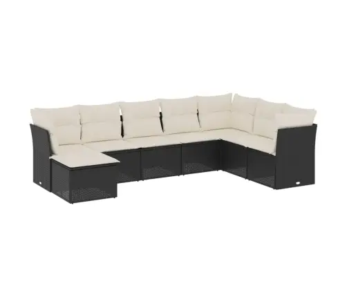 8-Daļīgs Dārza Dīvāna Komplekts, Matrači, Melna Pe Rotangpalma Vidaxl