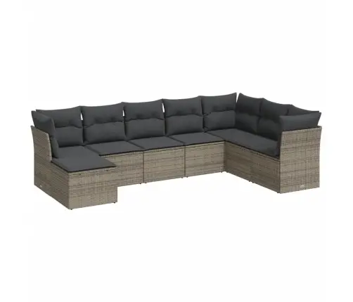 8-Daļīgs Dārza Dīvāna Komplekts Ar Matračiem, Pelēks Pe Pinums Vidaxl