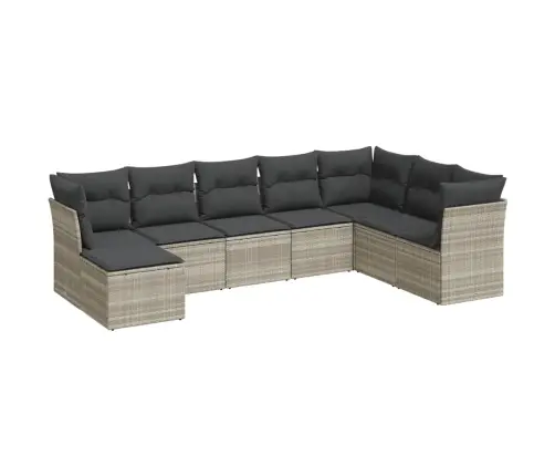 8-Daļīgs Dārza Dīvāna Komplekts,Matrači, Gaiši Pelēka Pe Pinums Vidaxl