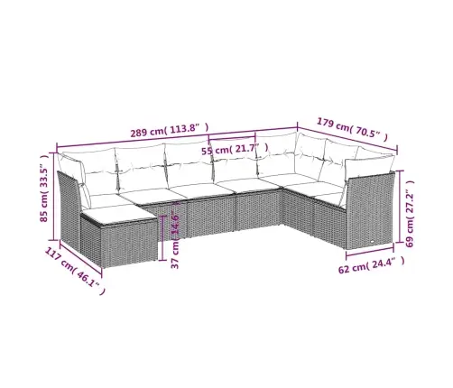 8-Osaline Aiadiivani Komplekt Patjadega, Pruun, Polürotang