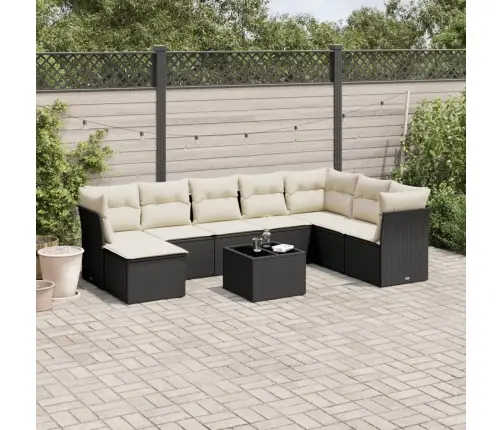 Sodo Komplektas Su Pagalvėlėmis, 9 Dalių, Juodas, Poliratanas