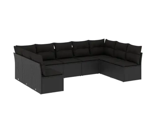 9-Daļīgs Dārza Dīvāna Komplekts, Matrači, Melna Pe Rotangpalma Vidaxl