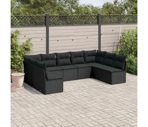 9-Daļīgs Dārza Dīvāna Komplekts, Matrači, Melna Pe Rotangpalma Vidaxl