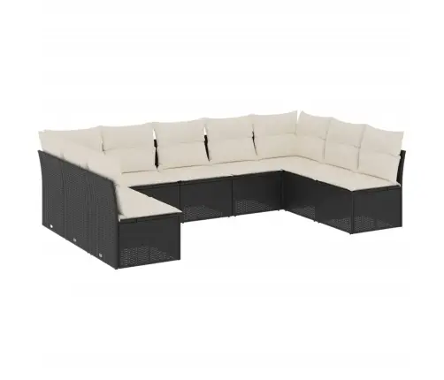 9-Daļīgs Dārza Dīvāna Komplekts, Matrači, Melna Pe Rotangpalma Vidaxl