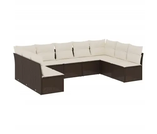 Sodo Komplektas Su Pagalvėlėmis, 9 Dalių, Rudas, Poliratanas