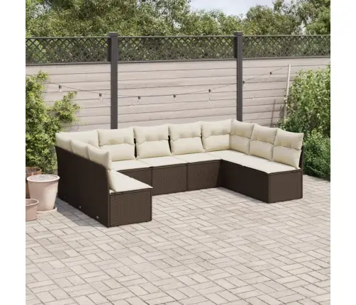 Sodo Komplektas Su Pagalvėlėmis, 9 Dalių, Rudas, Poliratanas