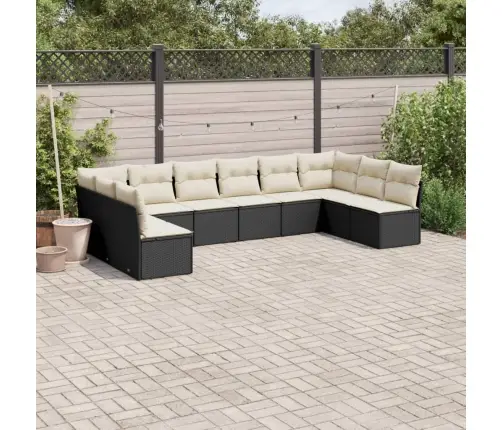 Sodo Komplektas Su Pagalvėlėmis, 10 Dalių, Juodas, Poliratanas