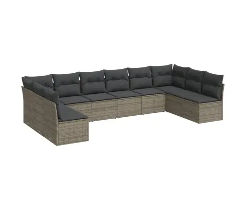 Sodo Komplektas Su Pagalvėlėmis, 10 Dalių, Pilkas, Poliratanas