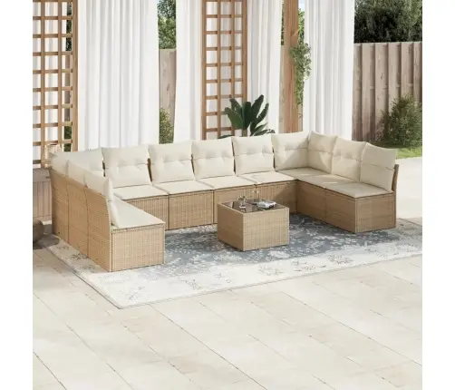 11-Osaline Aiadiivani Komplekt Patjadega, Beež, Polürotang