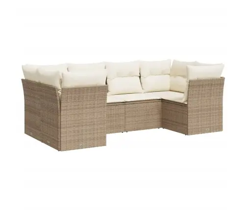 Sofos Komplektas Su Pagalvėlėmis, 6 Dalių, Smėlio, Poliratanas