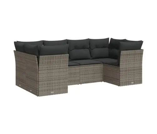 6-Daļīgs Dārza Dīvāna Komplekts Ar Matračiem, Pelēks Pe Pinums Vidaxl