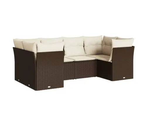 6-Daļīgs Dārza Dīvānu Komplekts, Matrači, Brūna Pe Rotangpalma Vidaxl