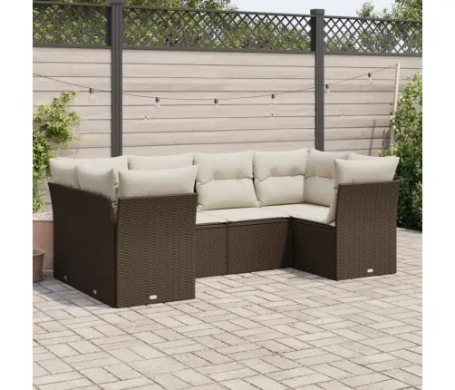 6-Daļīgs Dārza Dīvānu Komplekts, Matrači, Brūna Pe Rotangpalma Vidaxl