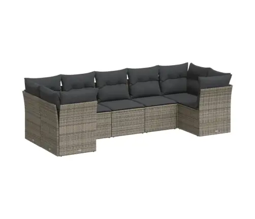 7-Daļīgs Dārza Dīvāna Komplekts, Matrači, Pelēka Pe Rotangpalma Vidaxl