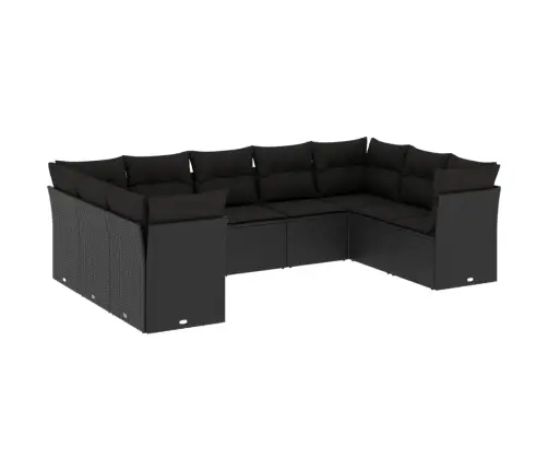 9-Daļīgs Dārza Dīvāna Komplekts, Matrači, Melna Pe Rotangpalma Vidaxl