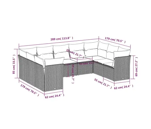 9-Osaline Aiadiivani Komplekt Patjadega, Must, Polürotang
