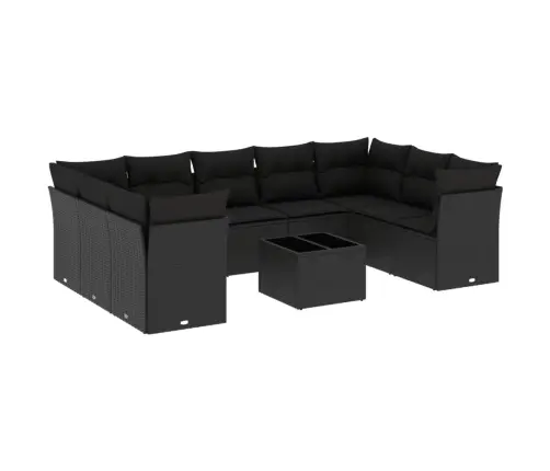 Sodo Komplektas Su Pagalvėlėmis, 10 Dalių, Juodas, Poliratanas