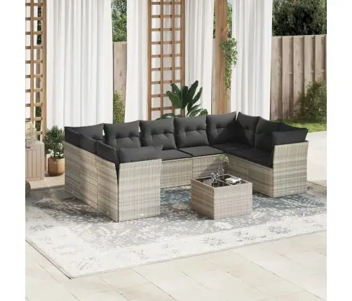 Sodo Komplektas Su Pagalvėlėmis, 10 Dalių, Pilkas, Poliratanas