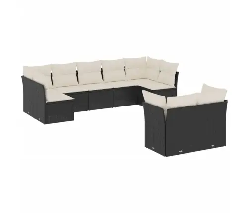 9-Daļīgs Dārza Dīvāna Komplekts, Matrači, Melna Pe Rotangpalma Vidaxl