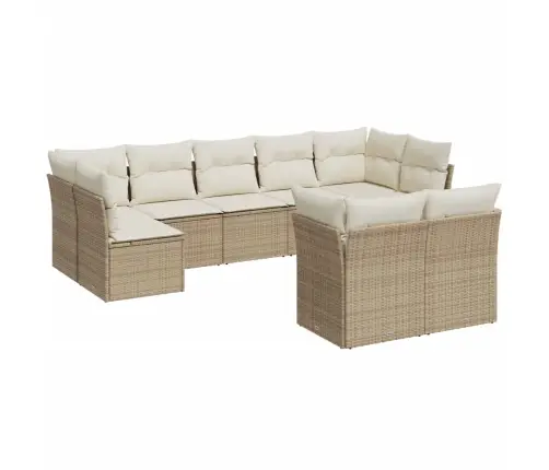 9-Daļīgs Dārza Dīvānu Komplekts, Matrači, Bēša Pe Rotangpalma Vidaxl