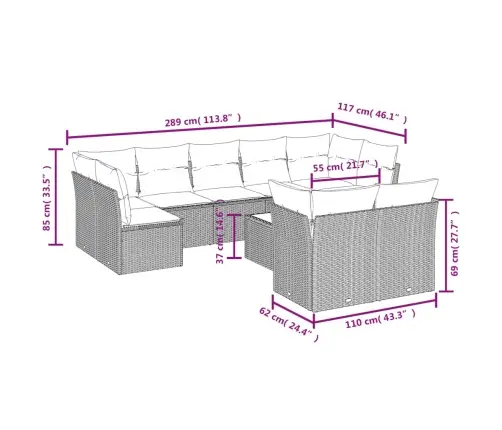 10-Osaline Aiadiivani Komplekt Patjadega, Must, Polürotang