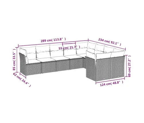 9-Osaline Aiadiivani Komplekt Patjadega, Pruun, Polürotang
