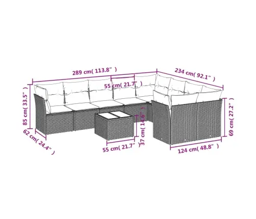 10-Osaline Aiadiivani Komplekt Patjadega, Must, Polürotang